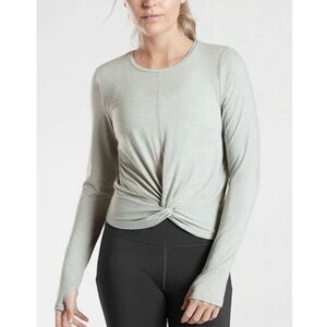 Athleta Women’s Activewear Essence Twist Long Sleeve Top Opal Miss Green SIZE L